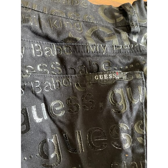 Guess Y2K vintage embossed phrases boot cut pants size 31 - Picture 3 of 9